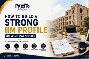 "How to Build a Strong IIM Profile Beyond CAT Score – Featured image showing academics, work experience, leadership, certifications, and extracurricular activities for MBA admissions.
